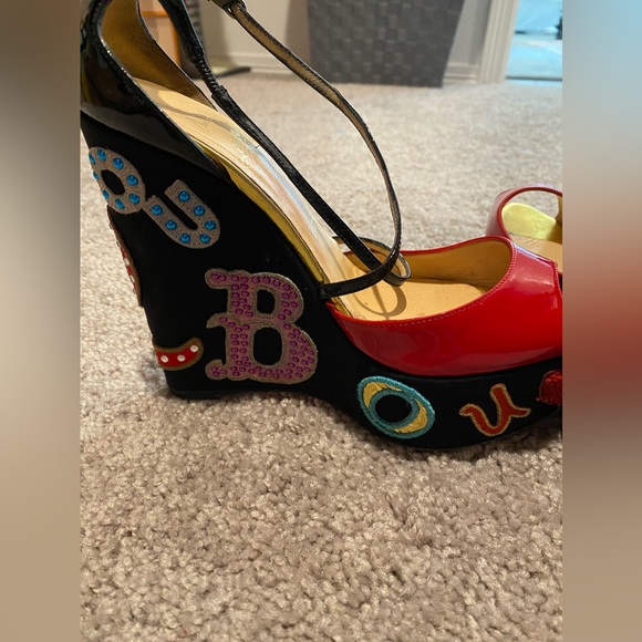 Christian Louboutin Multicolor Embellished Wedges - Picture 5 of 6